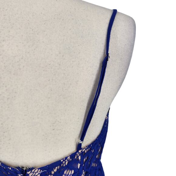 Lulus One Wish Royal Blue Lace Handkerchief Hem Dress - Picture 8 of 9